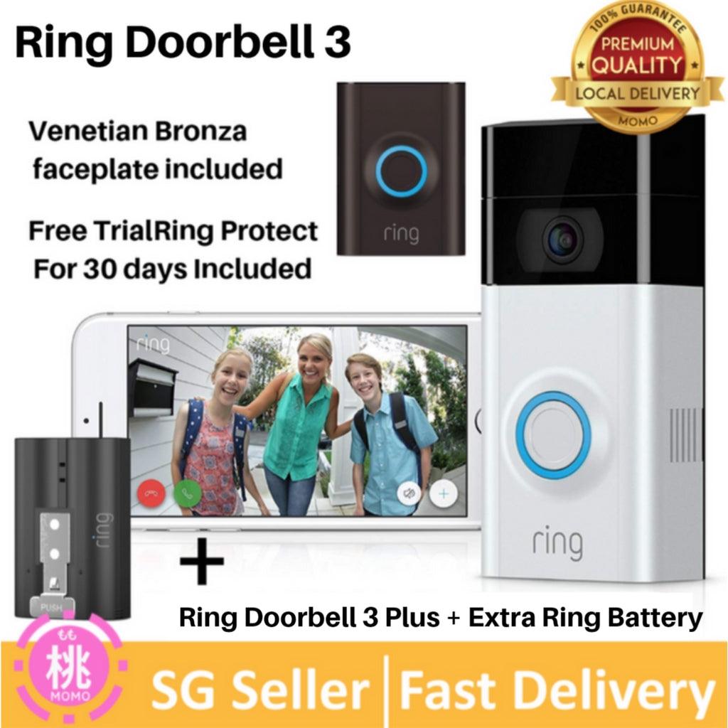 Ring Video Doorbell 3 Plus, Security Door Viewer ( Extra Battery Bundle Option Available ) - Momo Gadgets