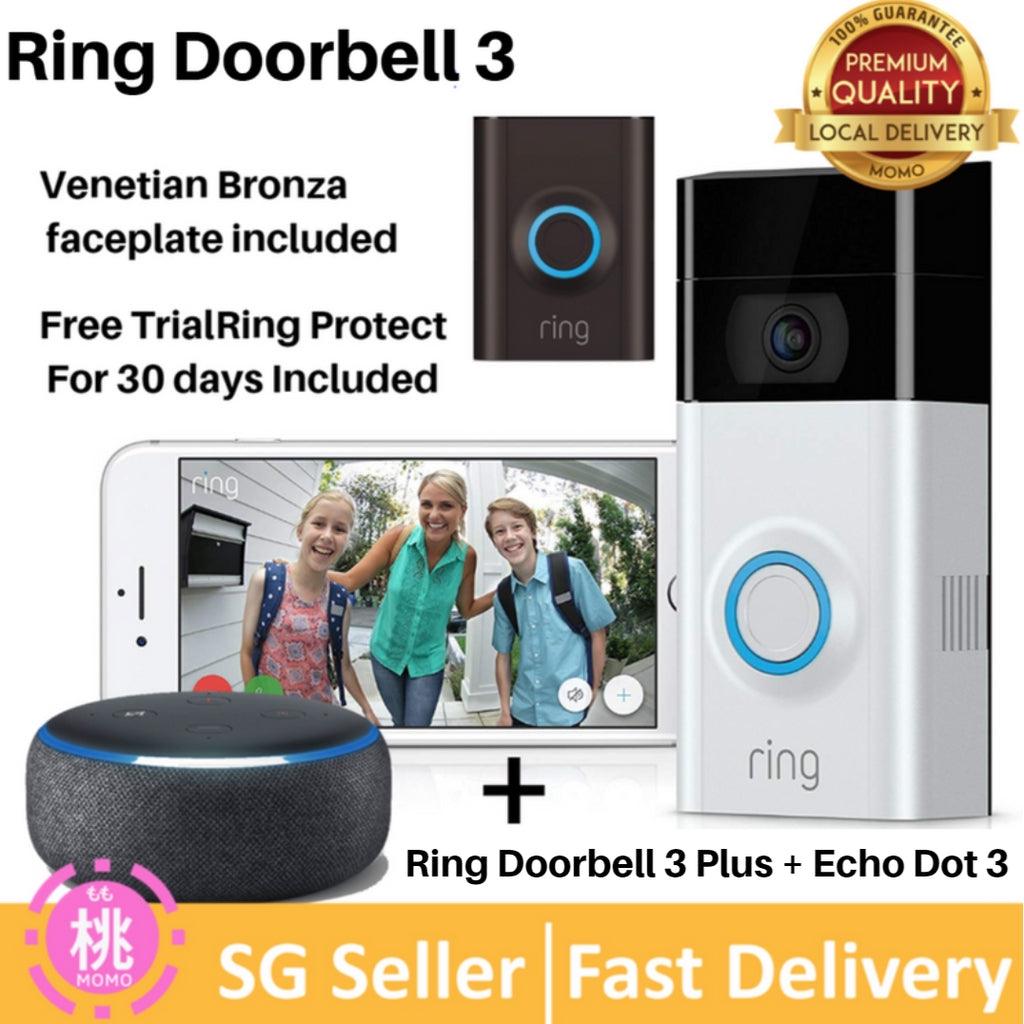 Ring Video Doorbell 3 Plus, Security Door Viewer ( Extra Battery Bundle Option Available ) - Momo Gadgets