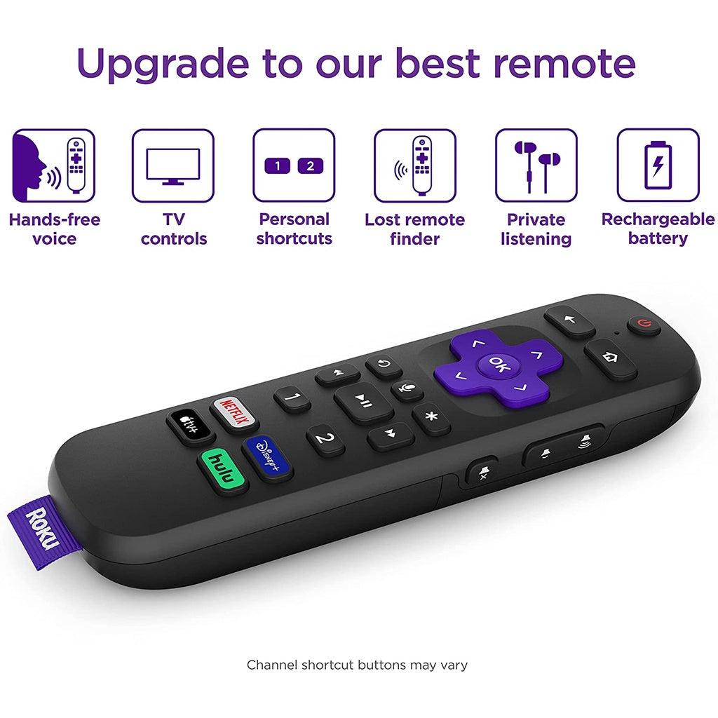 Roku Voice Remote Pro Rechargeable voice remote with TV controls, private listening, hands-free - Momo Gadgets