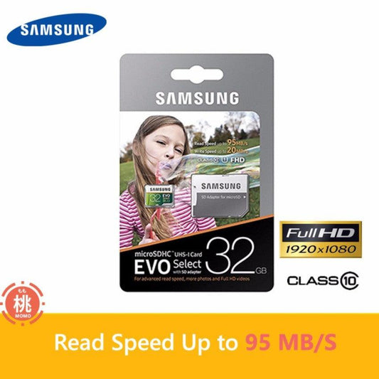 Samsung 32GB 95MB/s (U1) MicroSD EVO Select Memory Card with Adapter - Momo Gadgets