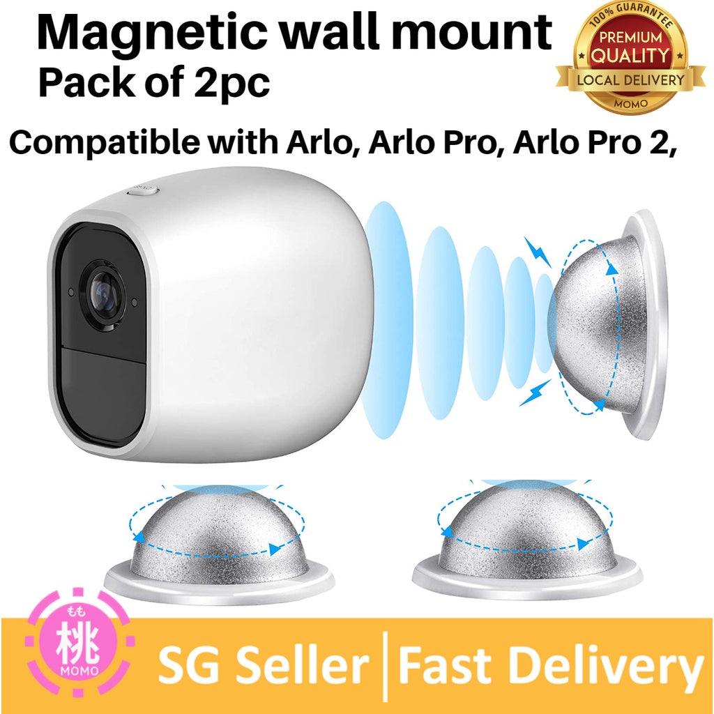 Security Wall Mount Pack of 2, Metal Magnetic Mount Compatible with Magnetic Arlo, Arlo Pro, Arlo Pro 2, White - Momo Gadgets