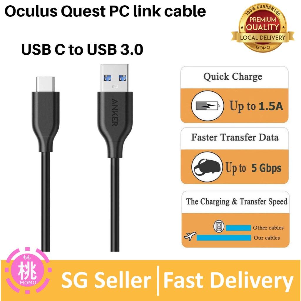 Anker Powerline USB C to USB 3.0 Cable with 10Gbps or 5Gbps 56k Ohm Pull-up Resistor Oculus Quest Link Cable - Momo Gadgets