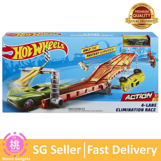 Hot Wheels 4-Lane / 6-lane Raceway Elimination Race Track Set, Multicolor - Momo Gadgets