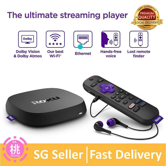 Roku Ultra 2022 4K/HDR/Dolby Vision Streaming Device and Roku Voice Remote Pro with Rechargeable Battery - Momo Gadgets