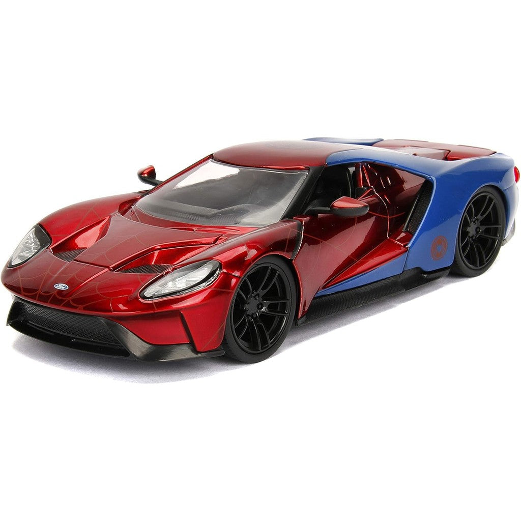 Jada Toys Marvel 1:24 2017 Ford GT Die-cast Car with 2.75" Spider-Man Figure