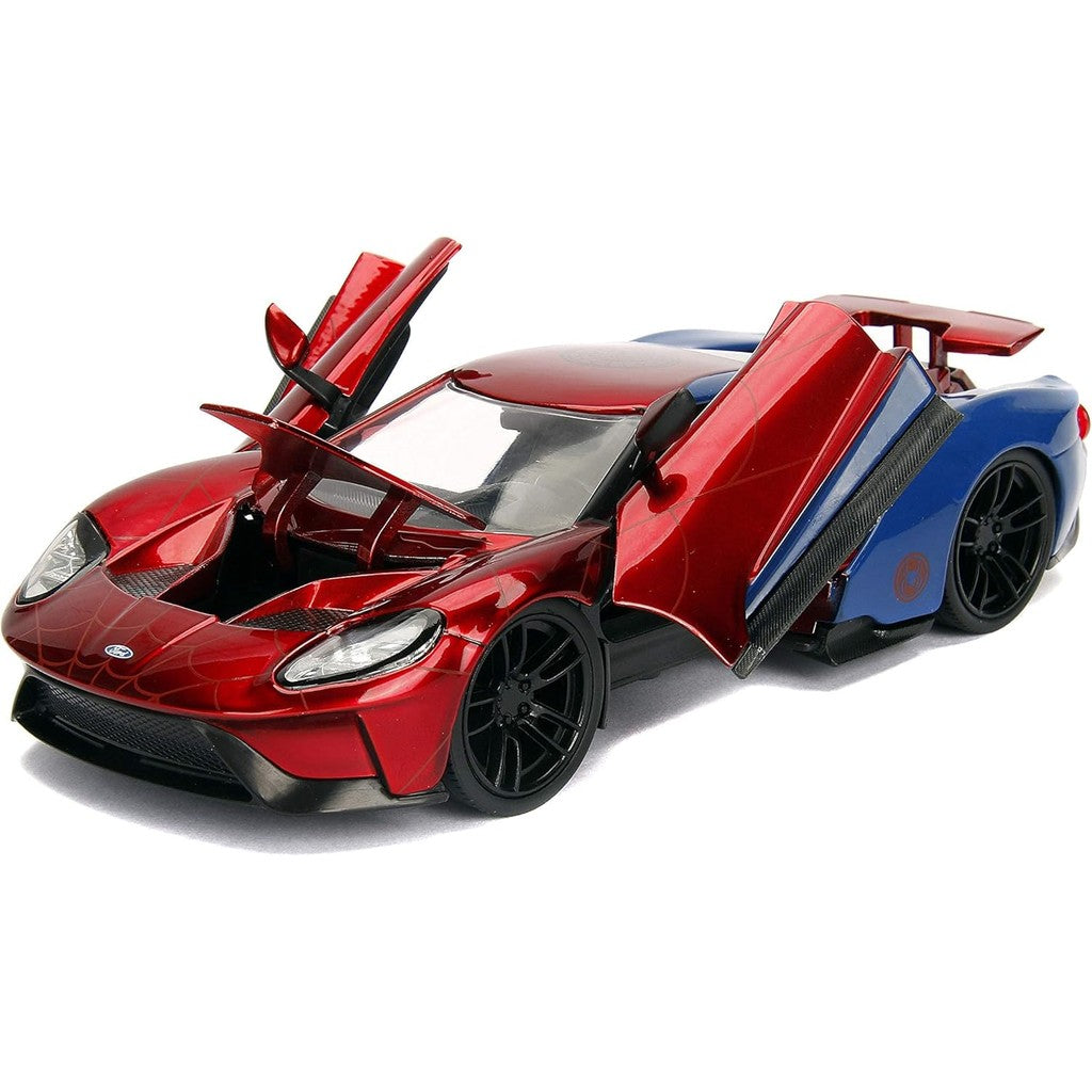Jada Toys Marvel 1:24 2017 Ford GT Die-cast Car with 2.75" Spider-Man Figure