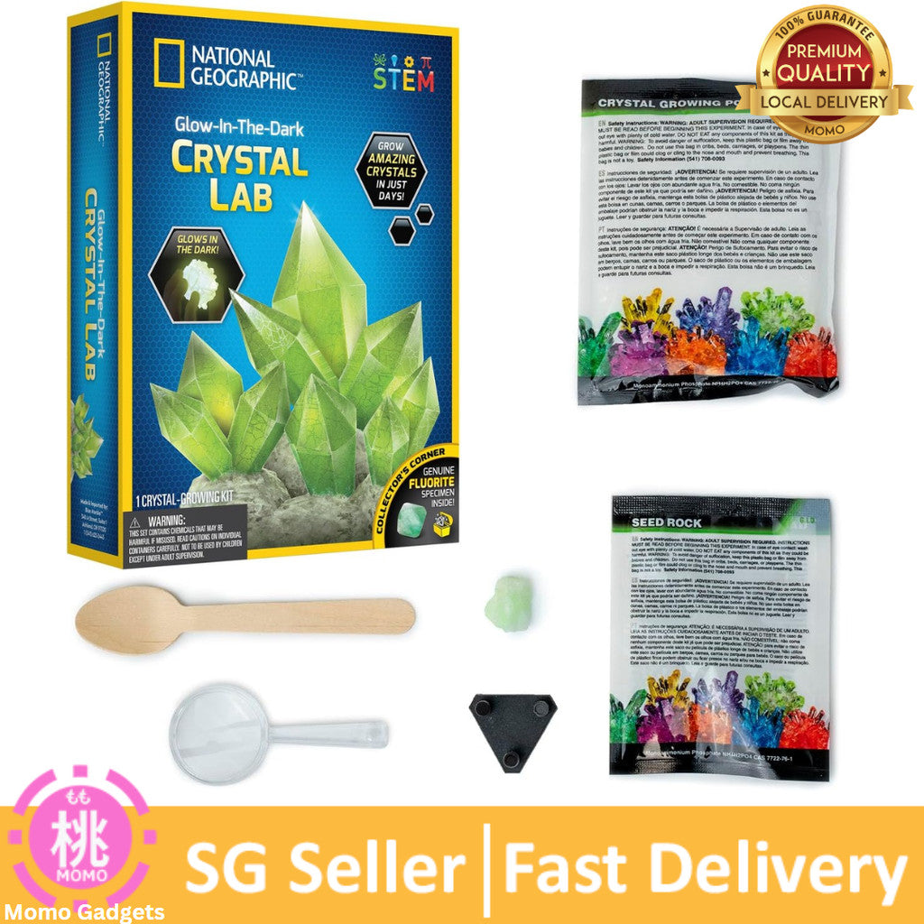 NATIONAL GEOGRAPHIC Glow-in-the-Dark Crystal Growing Lab - DIY Crystal Creation-Includes Real Fluorite Crystal Specimen