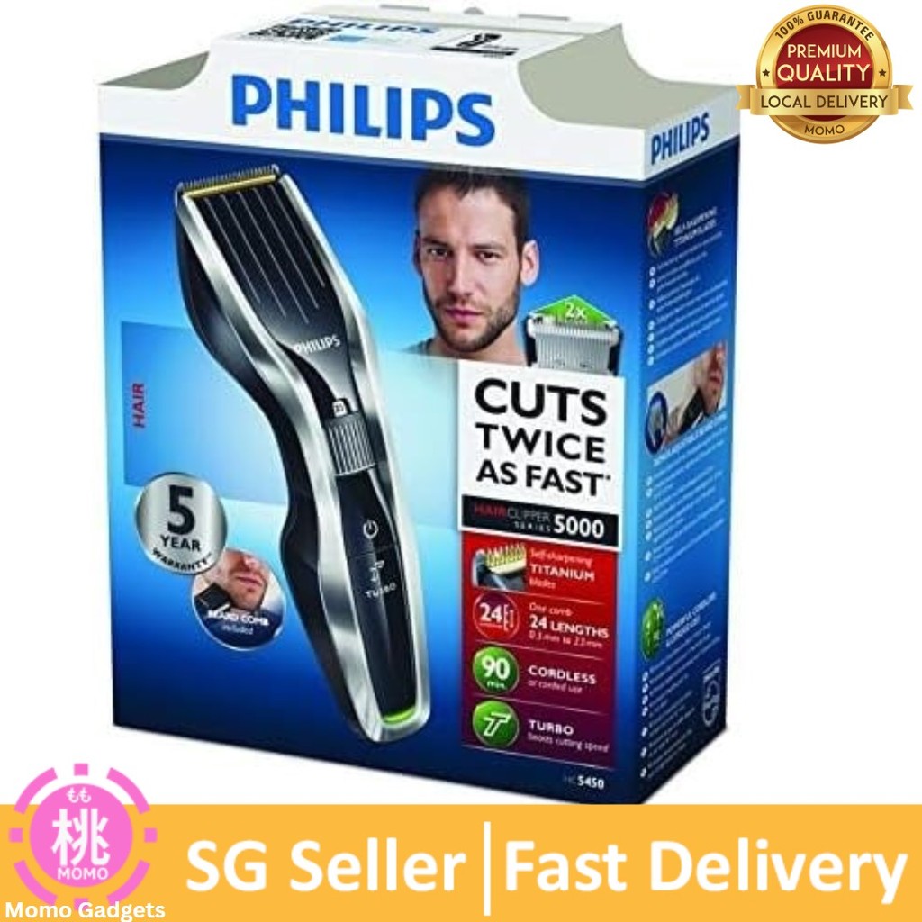 Philips HC5440 Titanium Blades 24 length settings 90 mins cordless use / 1h charge hair clipper beard and case - Razor