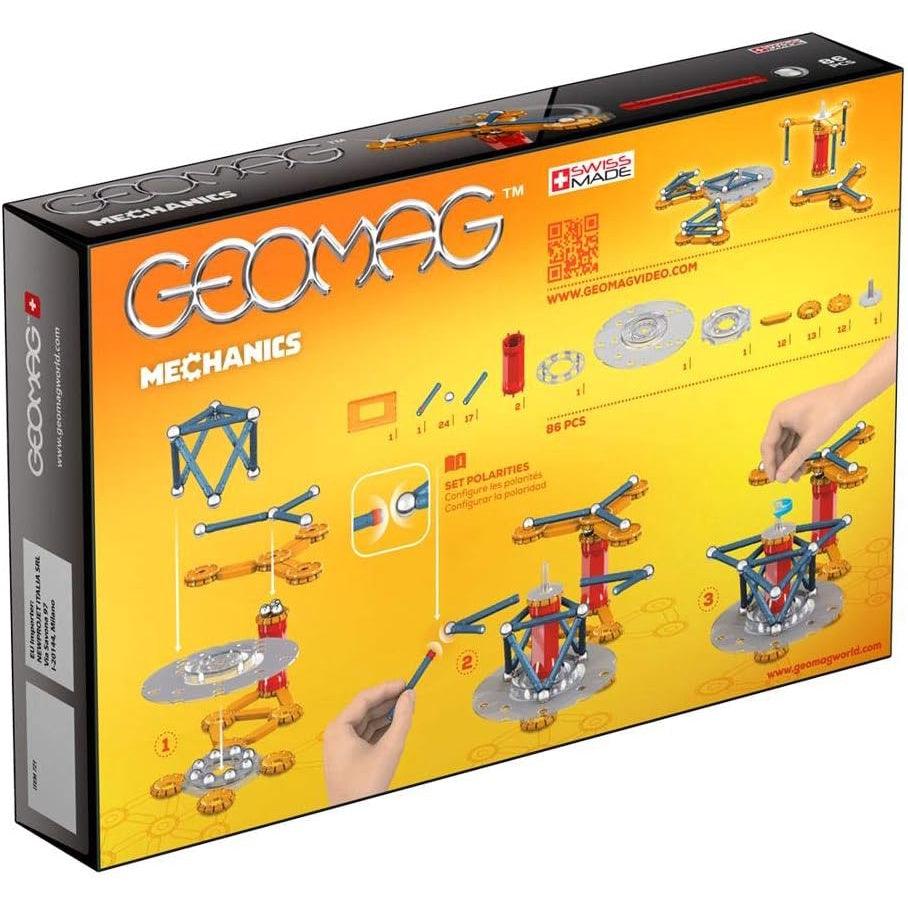 Geomag - MECHANICS - 86-Piece Building Set with Magnetic Motion, Certified STEM Construction Toy - Momo Gadgets