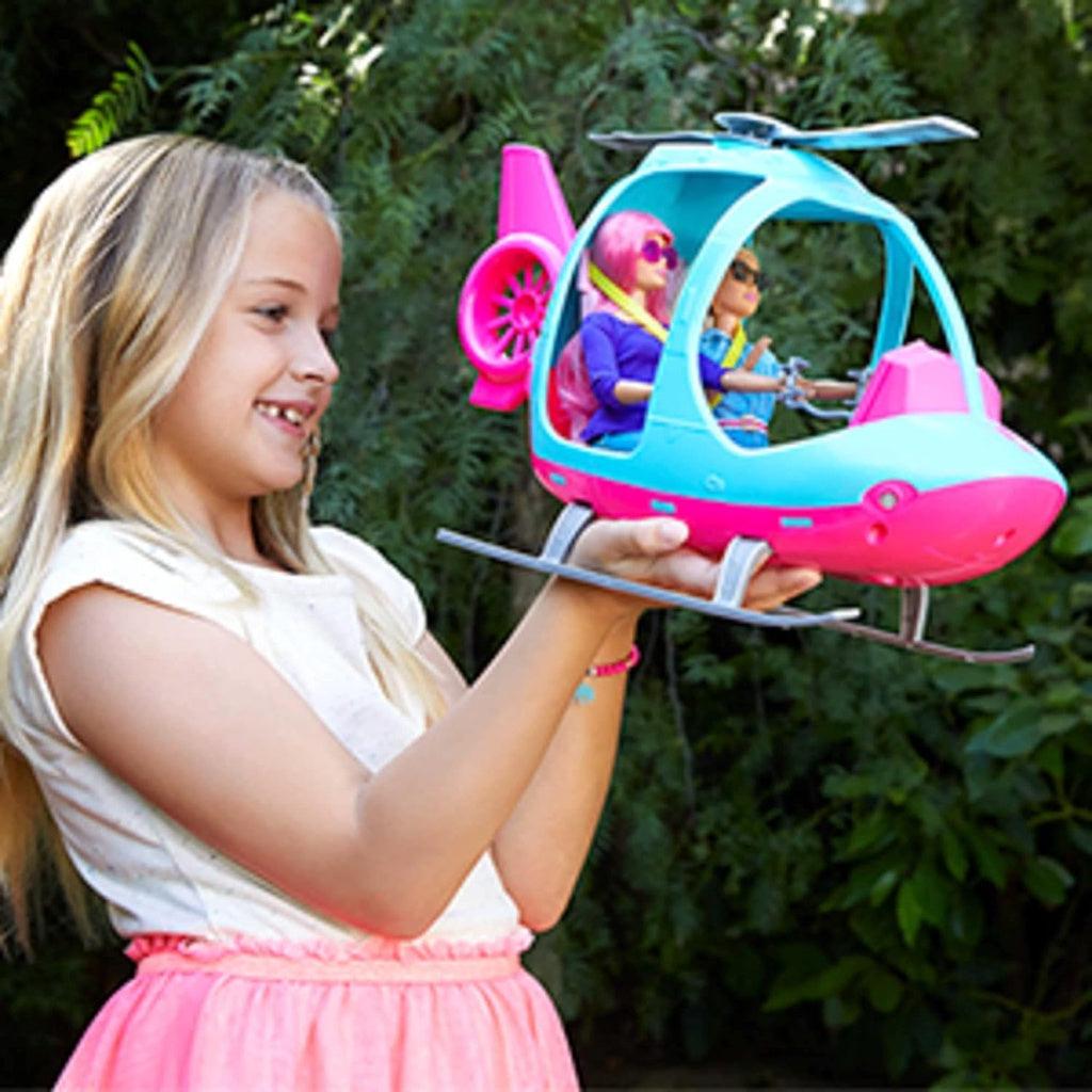 Barbie Helicopter, Pink and Blue with Spinning Rotor, for 3 to 7 Year Olds - Momo Gadgets