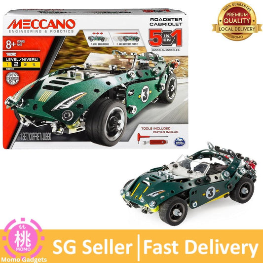 Meccano by Erector 5 in 1 Roadster Pull Back Car Building Kit （18202）