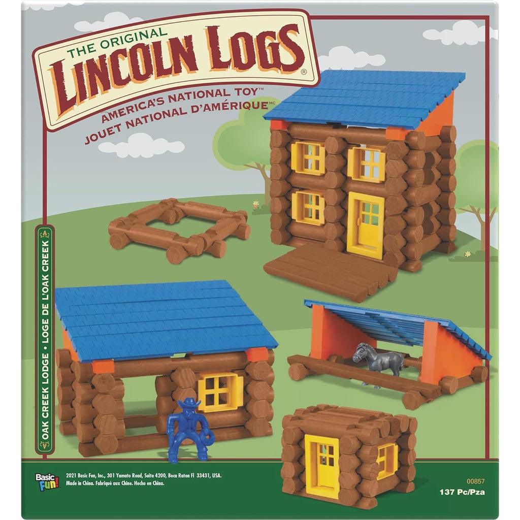 LINCOLN LOGS – Oak Creek Lodge – 137 Pieces - Real Wood Logs-Ages 3+ - Best Retro Building Gift Set for Boys/Girls - Momo Gadgets