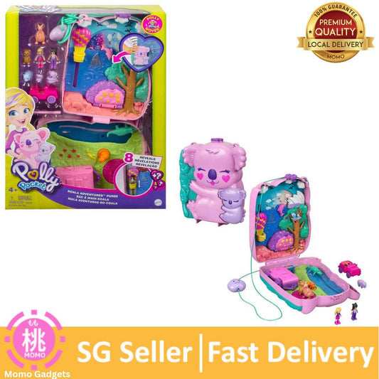 Polly Pocket Dolls & Accessories, 2-in-1 Travel Toy, Koala Purse Playset with 2 Micro Dolls