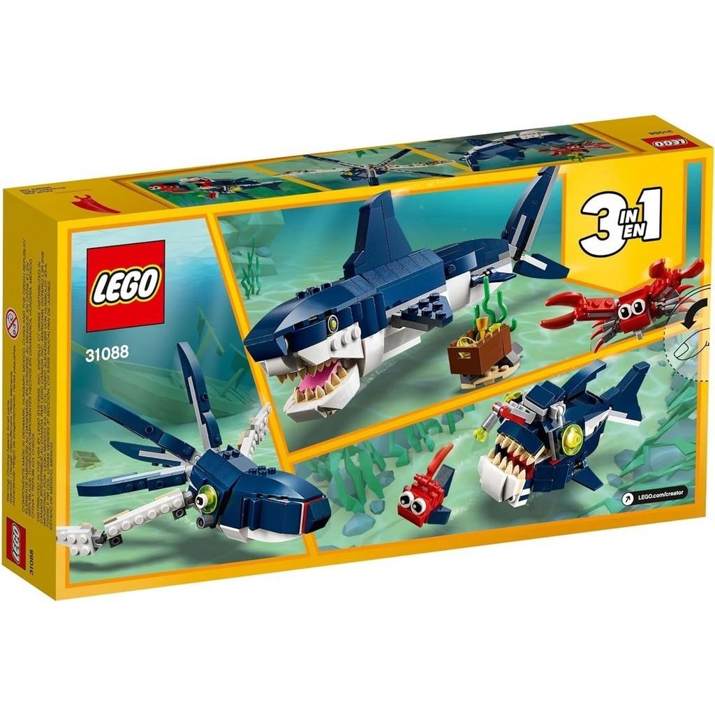 LEGO Creator 3 in 1 Deep Sea Creatures, Transforms from Shark and Crab to Squid to Angler Fish, Sea Animal Toys 31088