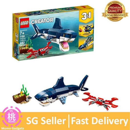 LEGO Creator 3 in 1 Deep Sea Creatures, Transforms from Shark and Crab to Squid to Angler Fish, Sea Animal Toys 31088