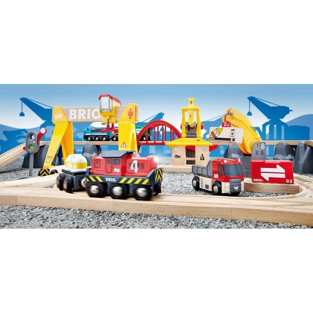 BRIO 33097 Cargo Railway Deluxe Set | 54 Piece Train Toy with Accessories and Wooden Tracks for Kids Age 3 and Up,Multi