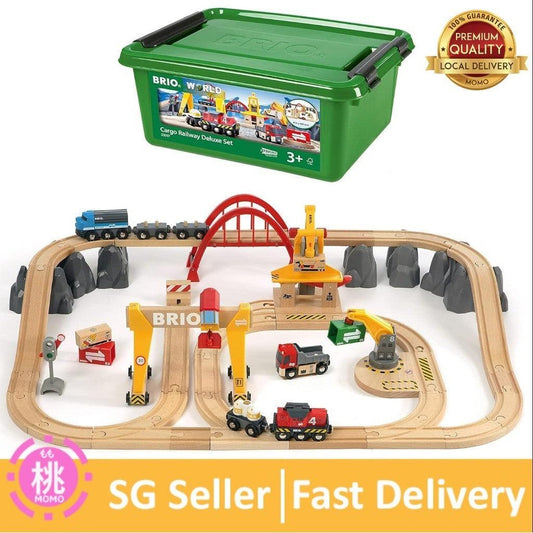 BRIO 33097 Cargo Railway Deluxe Set | 54 Piece Train Toy with Accessories and Wooden Tracks for Kids Age 3 and Up,Multi