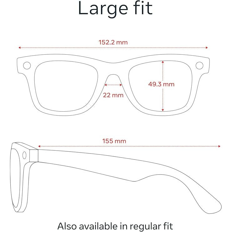 RayBan | Meta Wayfarer Smart Glasses -  Shiny Black / Matte Black / Clear to Graphite Green Transition options (Meta Ray-Ban)