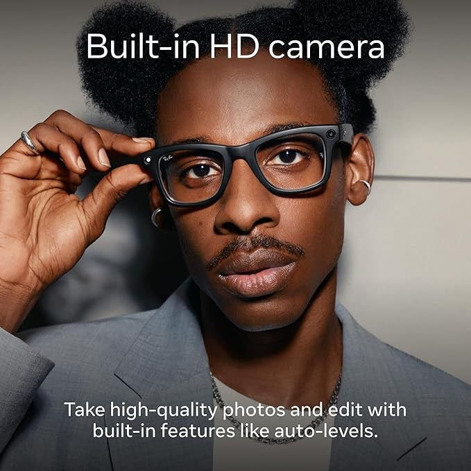 RayBan | Meta Wayfarer Smart Glasses -  Shiny Black / Matte Black / Clear to Graphite Green Transition options (Meta Ray-Ban)