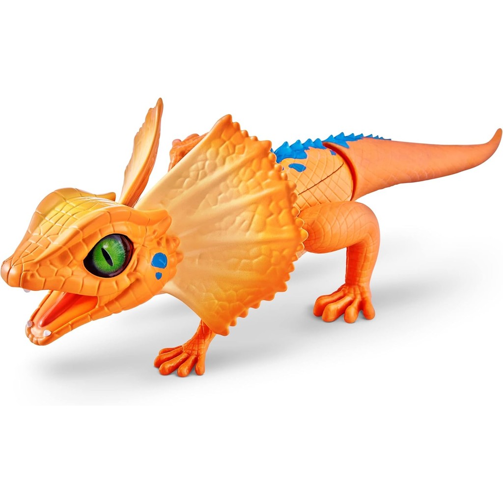 Robo Alive Frilled Neck Lizard Robotic Pet Figure Battery-Powered Robotic Light Up Interactive Electronic Reptile Toy