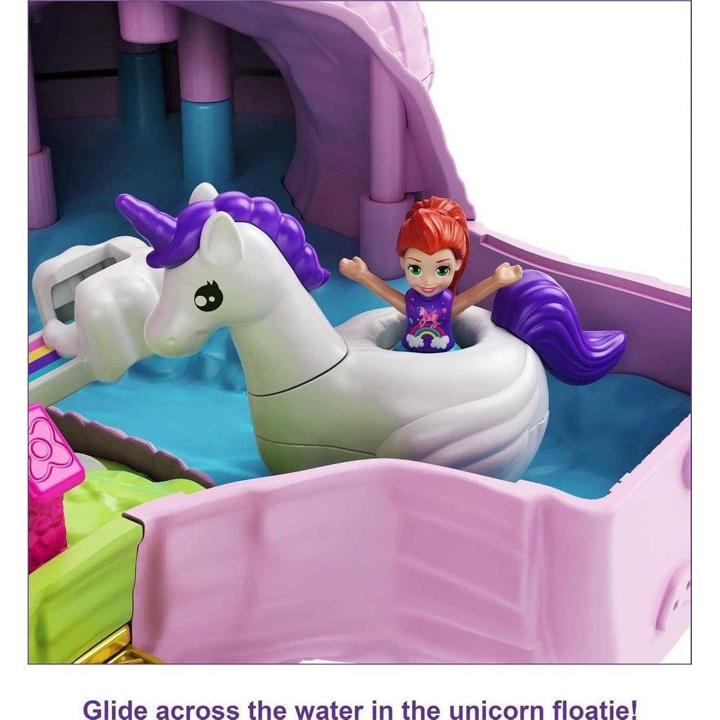 Polly Pocket 2-in-1 Travel Toy Playset, Unicorn Toy with 2 Dolls & 25 Surprise Accessories