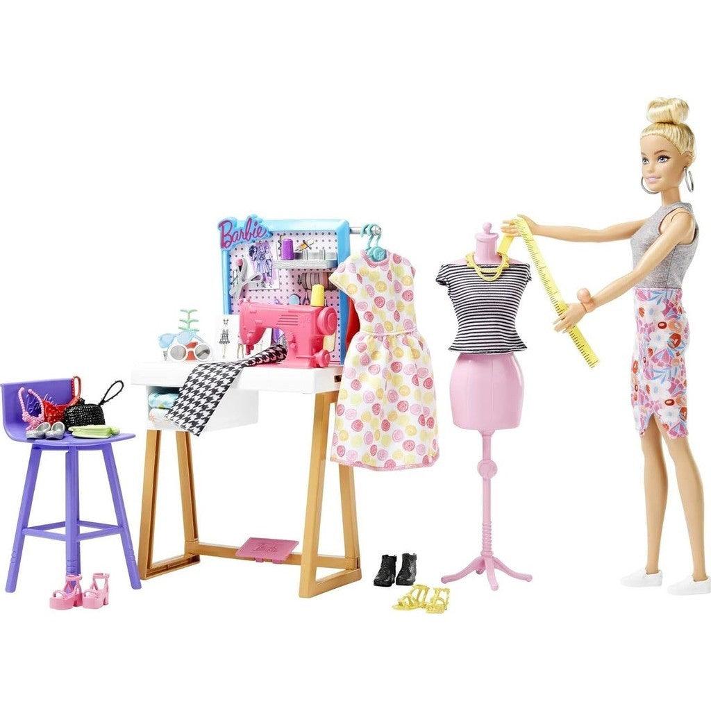 Barbie Fashion Designer Doll & 25+ Accessories, Studio Playset Includes Toy Furniture, Sewing Machine & Mannequin Doll