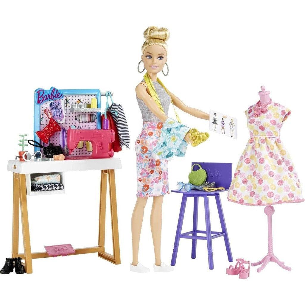 Barbie Fashion Designer Doll & 25+ Accessories, Studio Playset Includes Toy Furniture, Sewing Machine & Mannequin Doll