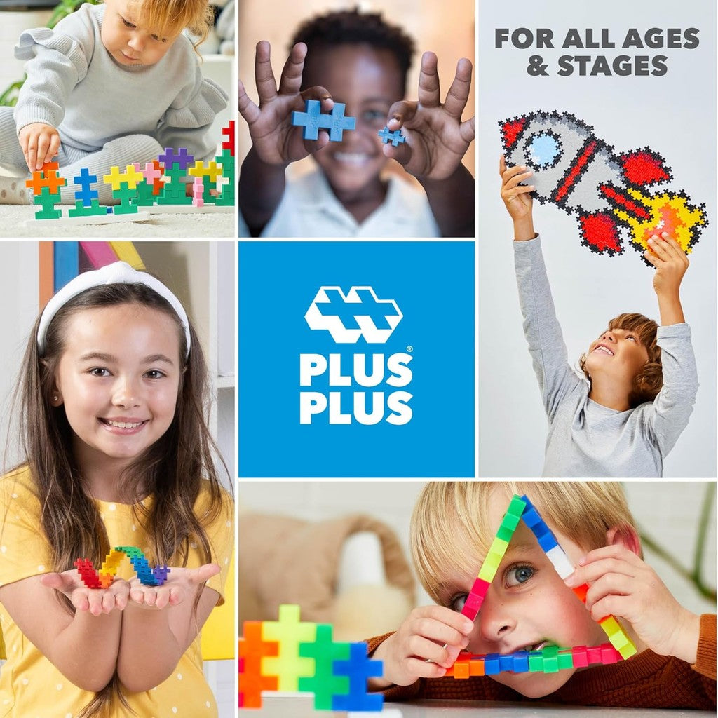 PLUS PLUS - Open Play Set - 600 Piece - Basic Color Mix, Construction Building Stem Toy, Interlocking Mini Puzzle Blocks