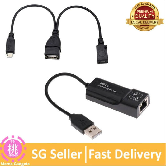 OTG Cable for Fire TV Stick 4K Lite Max Cube , option USB Ethernet Adapter with Hub to add Storage/Keyboard/Bluetooth
