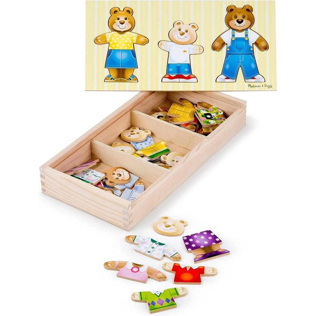 Melissa & Doug Mix 'n Match Wooden Bear Family Dress-Up Puzzle With Storage Case (45 pcs)