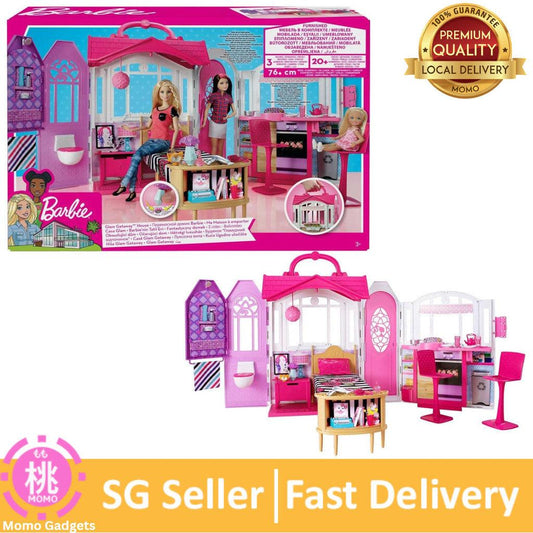 Barbie Doll House, Glam Getaway Portable House Playset with Carry Handle & 20+ Accessories Including Furniture