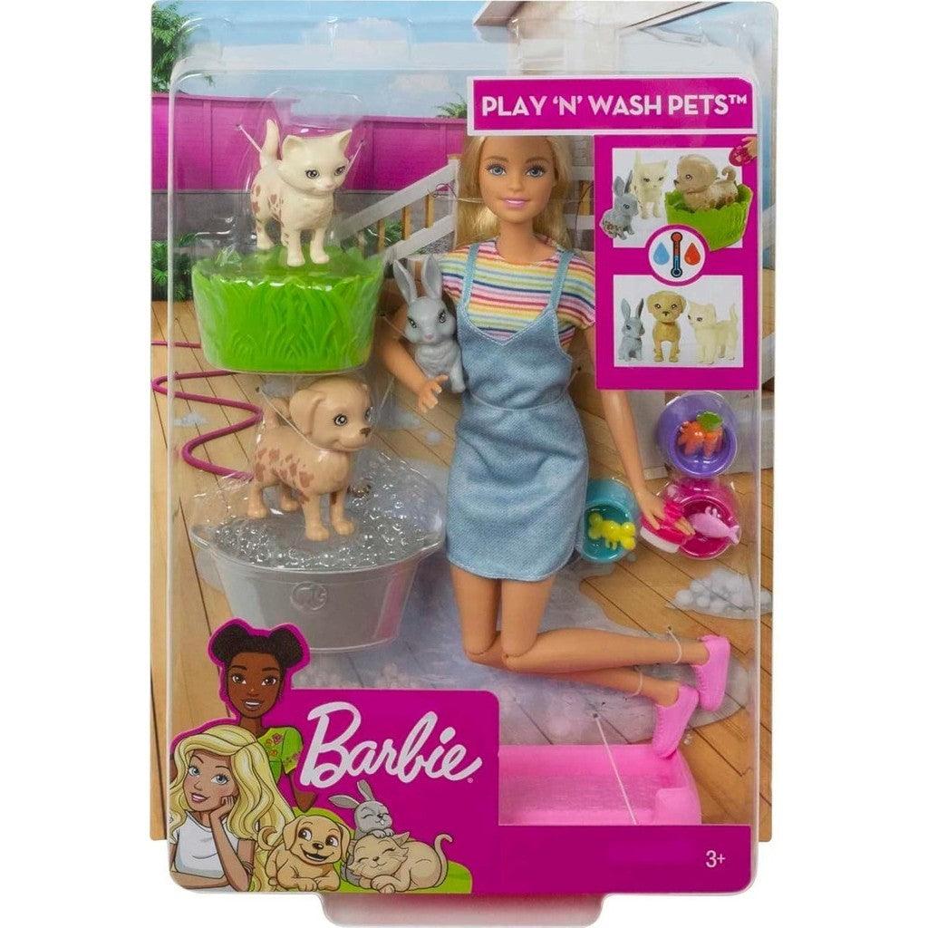 Barbie Play 'n Wash Pets Doll & Playset with 3 Color-Change Animals & 10 Toy Accessories