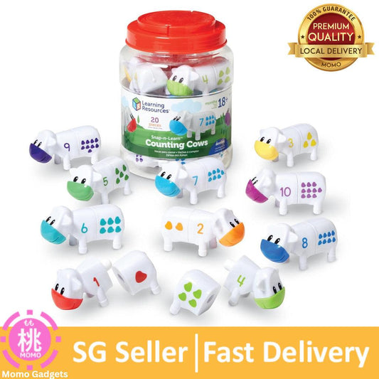 Learning Resources Snap-n-Learn Counting Cows Toy Set,Develops Color Recognition, Counting & Sorting Set, Farm Animals