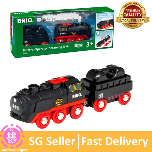 BRIO World 33884 Battery-Operated Steaming Train - Interactive Toy Train with Light & Steam Effects