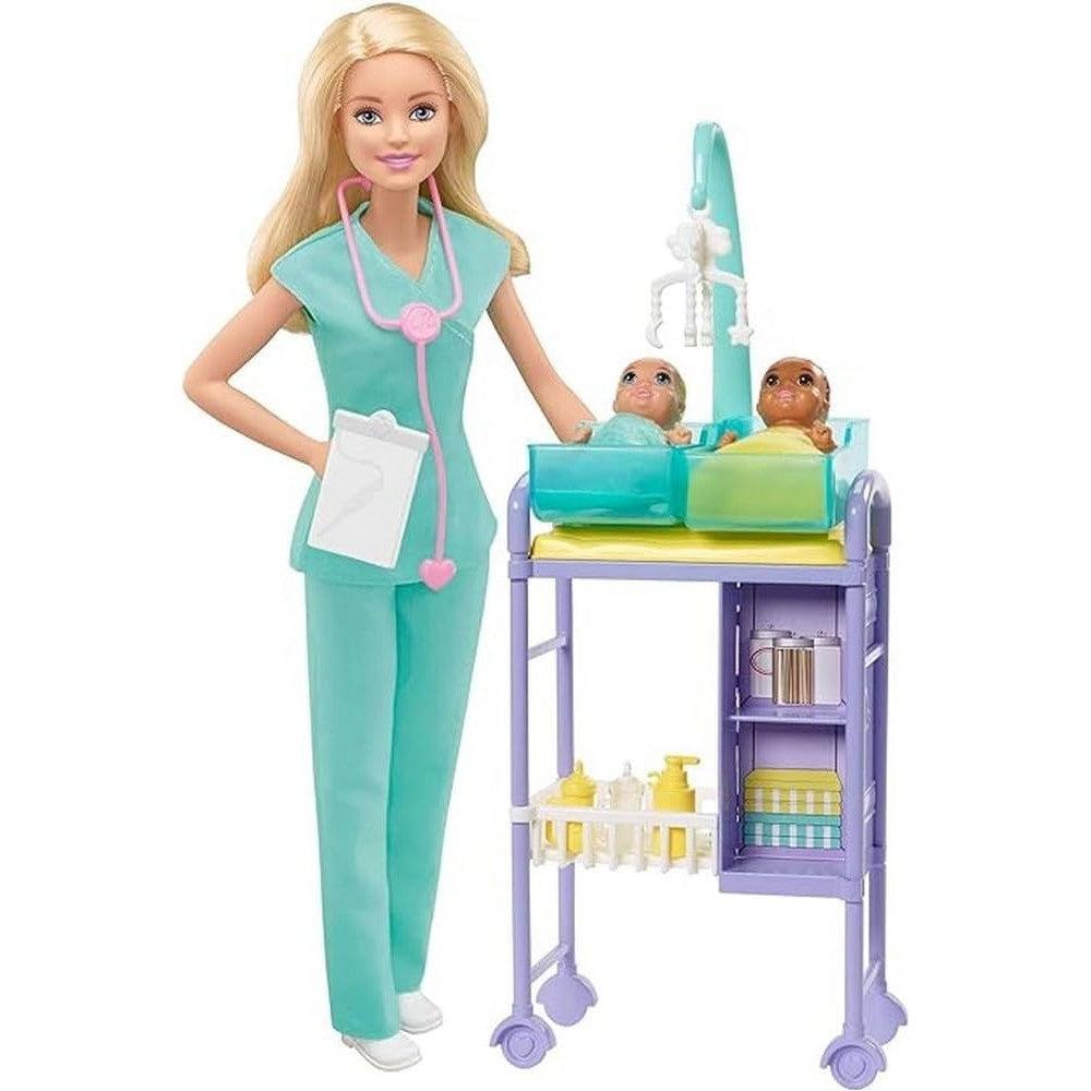 Barbie Careers Doll & Playset, Baby Doctor Theme with Blonde Fashion Doll, 2 Baby Dolls, Furniture & Accessories