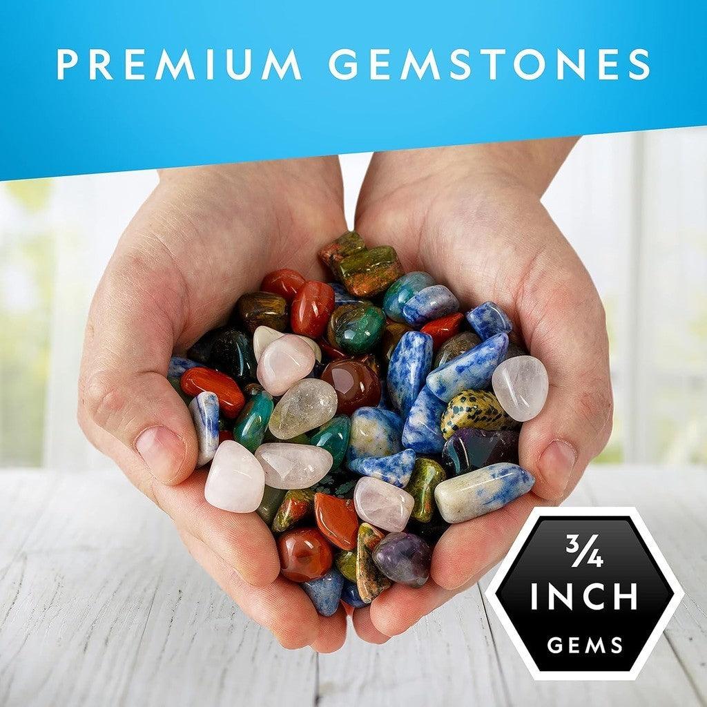 National Geographic Premium Polished Stones-2 Pounds of 3/4-Inch Tumbled Stones and Crystals Bulk,4500+ Carats