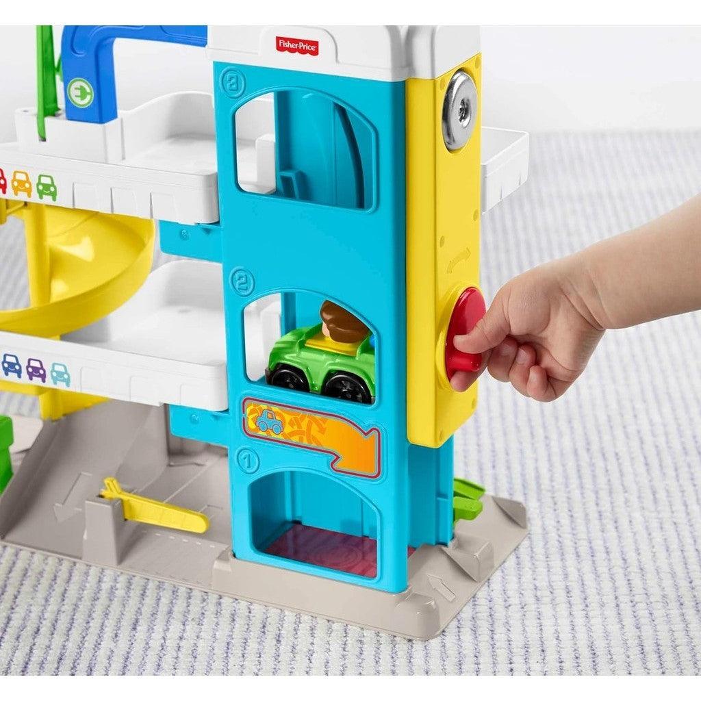 Fisher-Price Little People Toddler Toy Helpful Neighbor’s Garage Playset with Spiral Ramp & 2 Cars