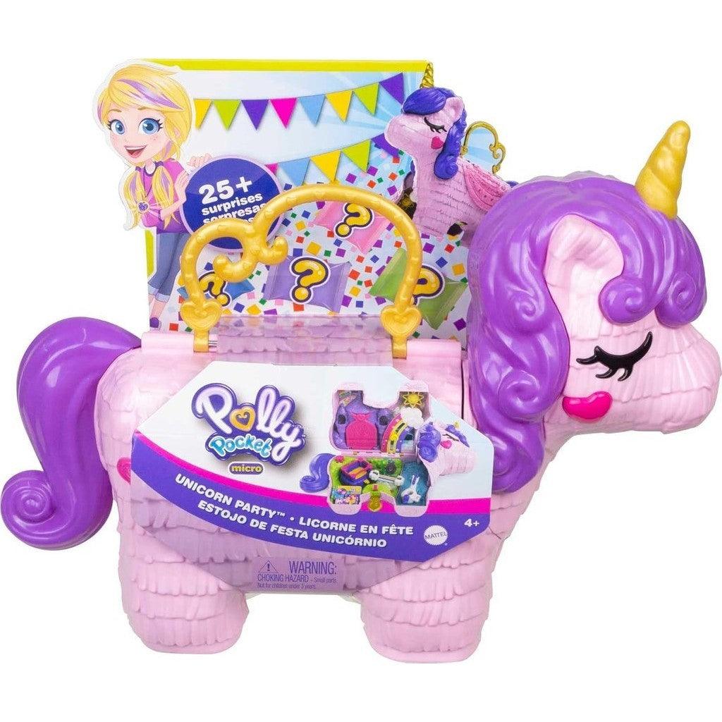 Polly Pocket 2-in-1 Travel Toy Playset, Unicorn Toy with 2 Dolls & 25 Surprise Accessories