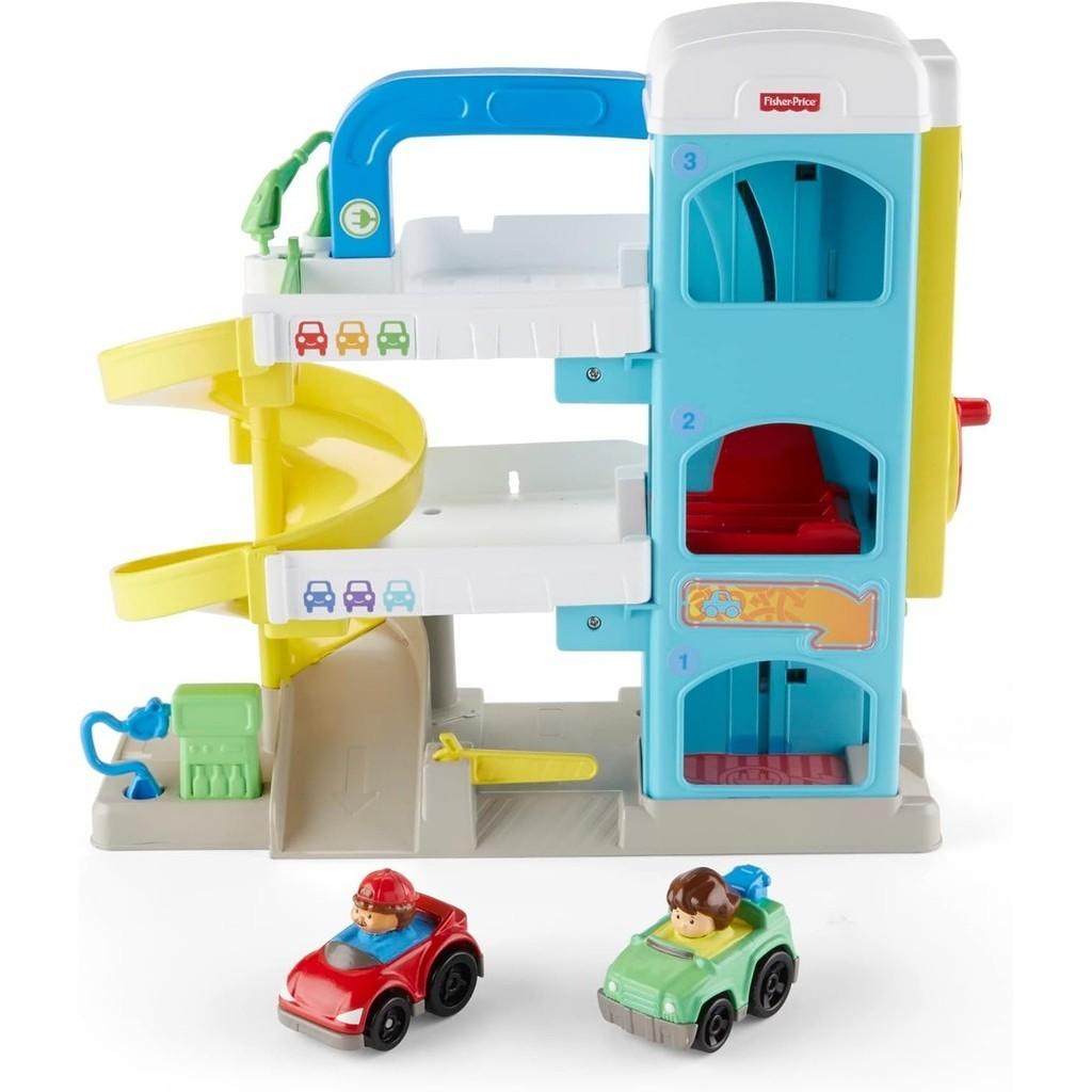 Fisher-Price Little People Toddler Toy Helpful Neighbor’s Garage Playset with Spiral Ramp & 2 Cars