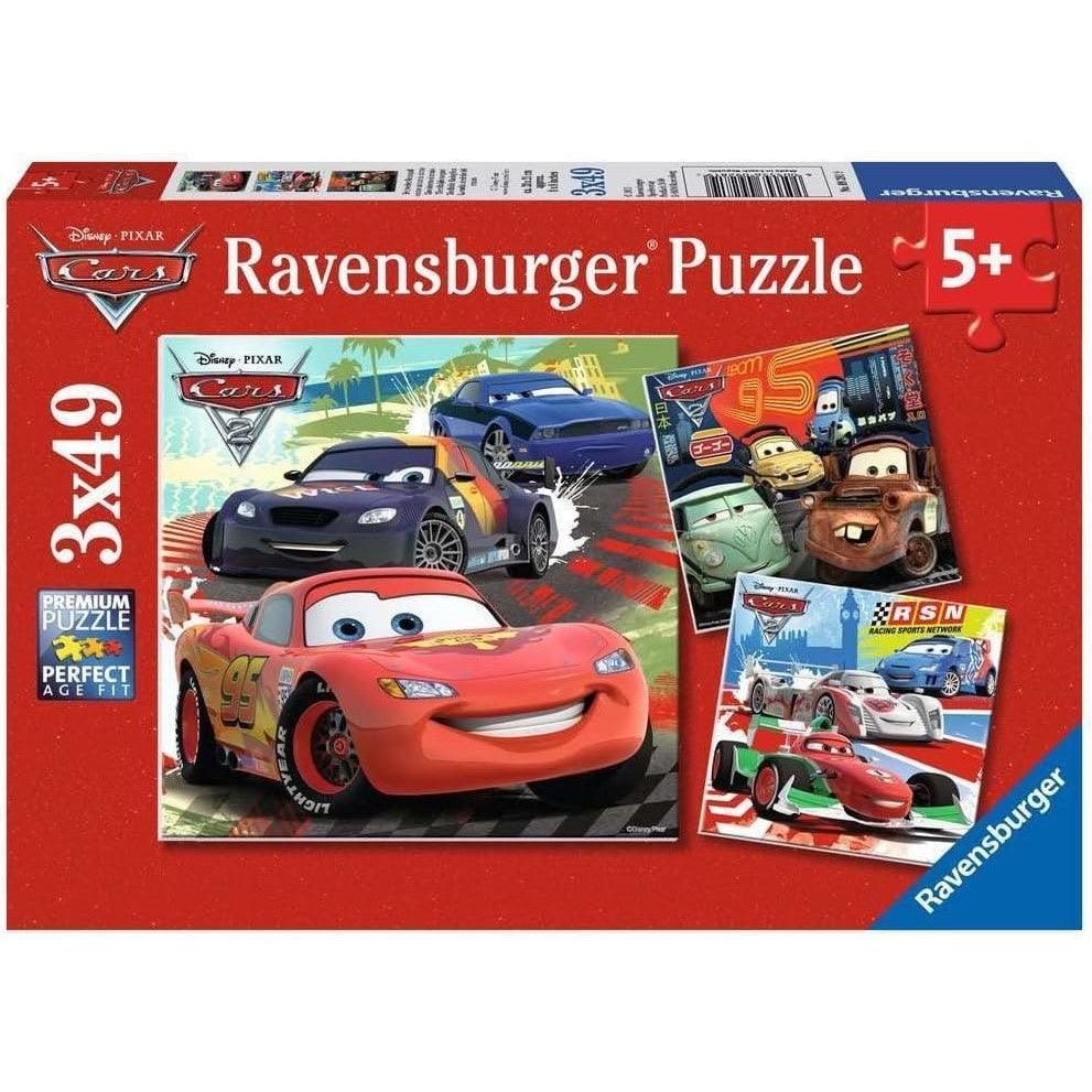 Ravensburger Disney Cars: Worldwide Racing Fun - 3 x 49-Piece Jigsaw Puzzle | Unique Pieces | Anti-Glare Surface