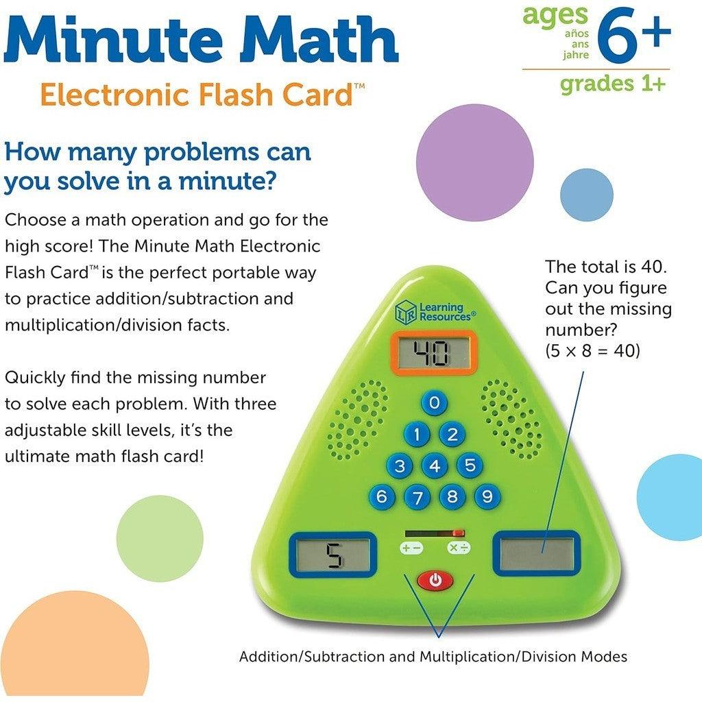 Learning Resources Minute Math Electronic Flash Card, Homeschool, Early Algebra Skills, 3 Difficulty Levels