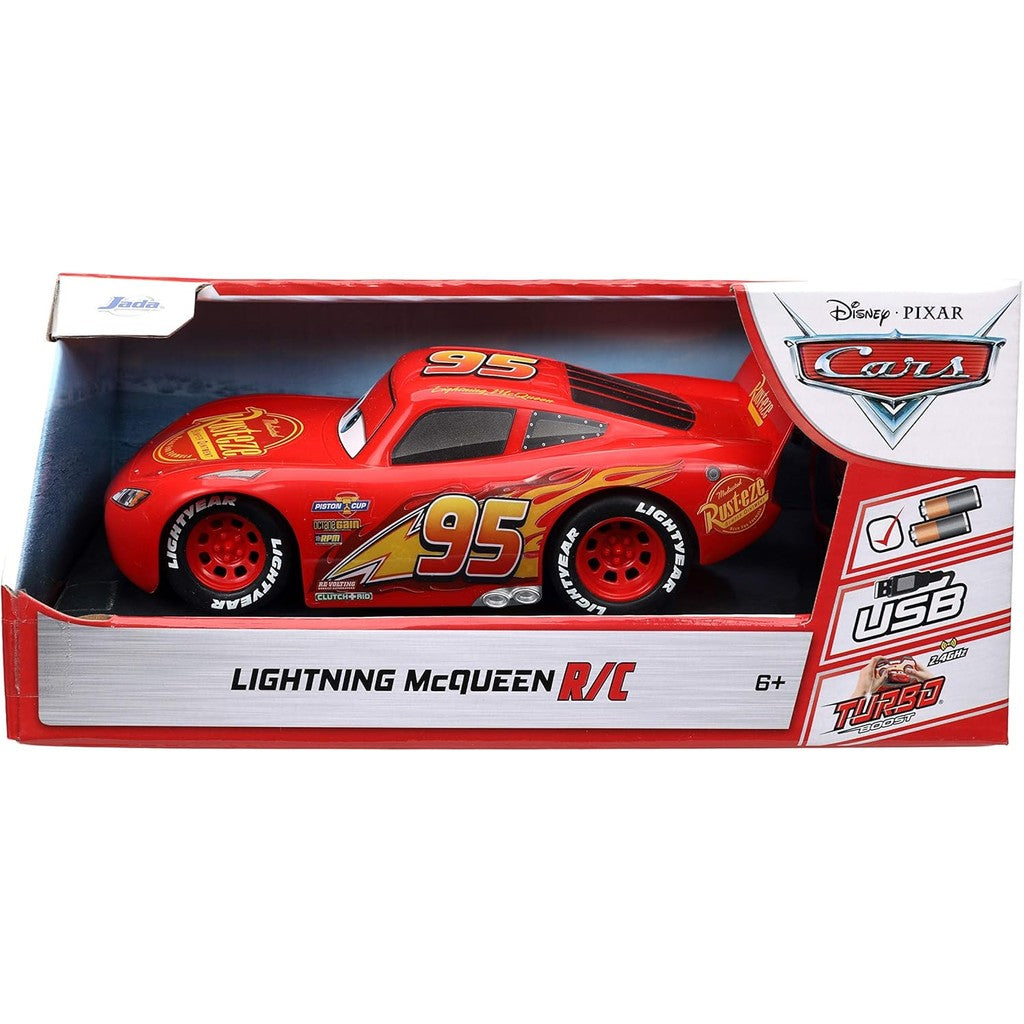 Jada Toys Pixar Cars 1:24 Lightning McQueen RC Remote Control Car 2.4 GHz Red Toys for Kids