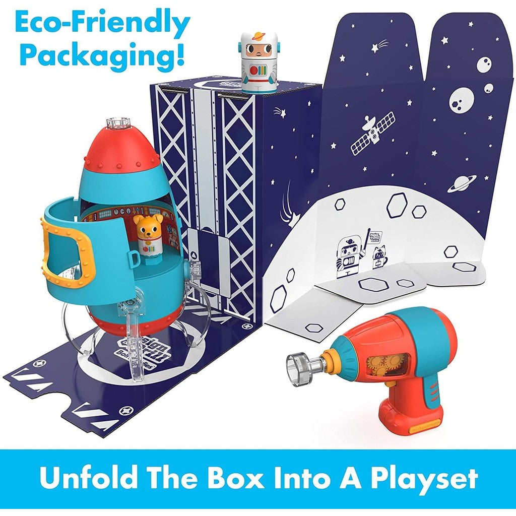 Educational Insights Design & Drill Bolt Buddies Rocket Take Apart Toy with Electric Toy Drill, Preschool STEM Toy