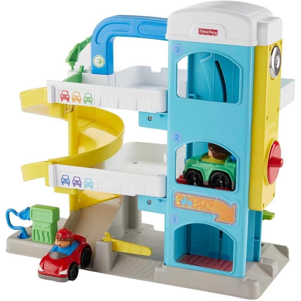 Fisher-Price Little People Toddler Toy Helpful Neighbor’s Garage Playset with Spiral Ramp & 2 Cars
