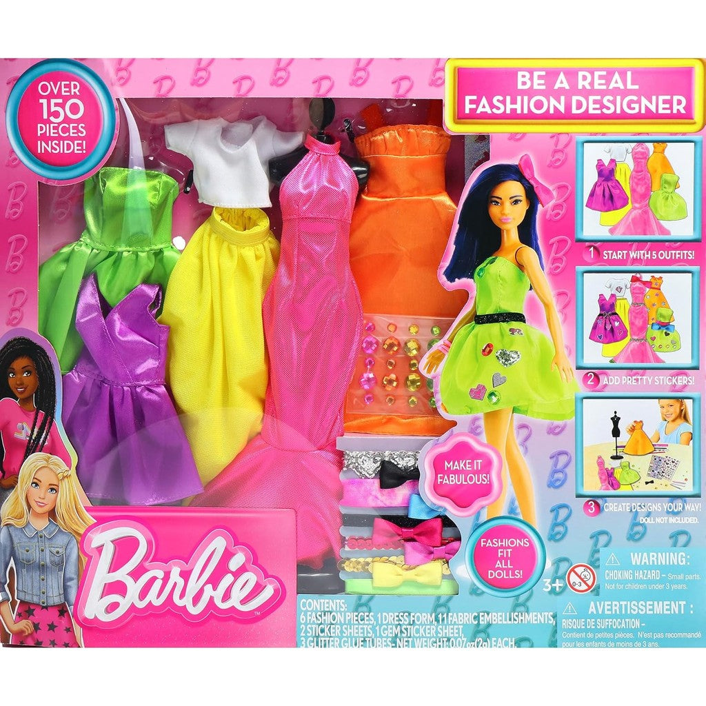 Barbie Be a Real Fashion Designer Neon Edition – DIY Dress-Up Craft Kit with Neon Fabrics & Accessories