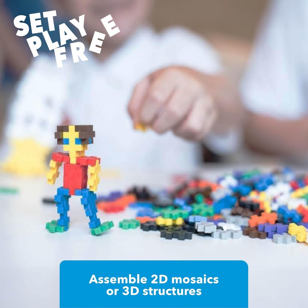 PLUS PLUS - Open Play Set - 600 Piece - Basic Color Mix, Construction Building Stem Toy, Interlocking Mini Puzzle Blocks