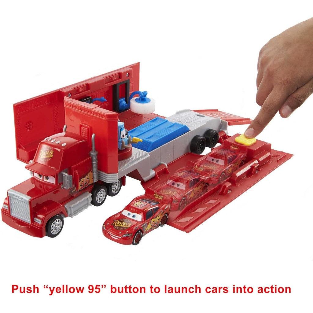 Mattel Disney and Pixar Cars Transforming Mack Playset, 2-in-1 Toy Truck & Tune-Up Station with Launcher, Lift & More