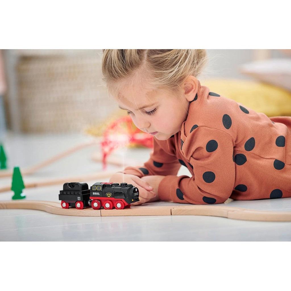 BRIO World 33884 Battery-Operated Steaming Train - Interactive Toy Train with Light & Steam Effects