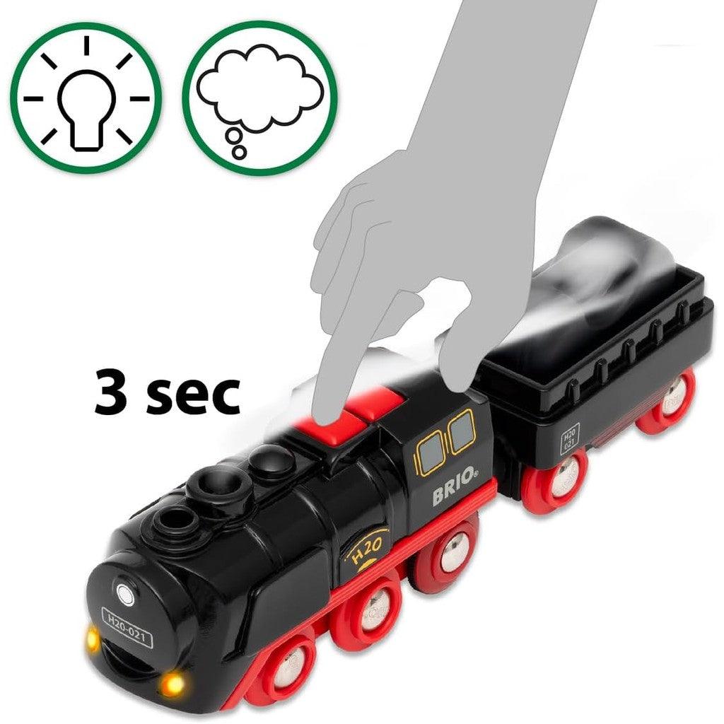 BRIO World 33884 Battery-Operated Steaming Train - Interactive Toy Train with Light & Steam Effects