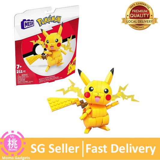 Mega Pokémon Building Toys Set Build & Show Pikachu with 205 Pieces, Articulated and Poseable, 4 Inches Tall, for Kids